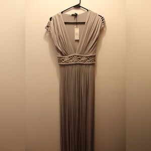 Sky Gray Maxi Dress with Braided Waist